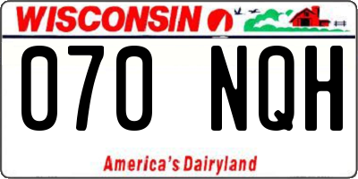 WI license plate 070NQH