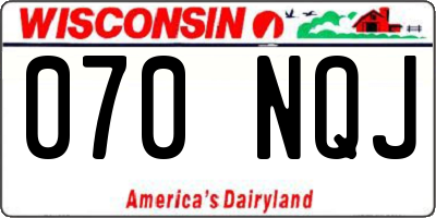 WI license plate 070NQJ