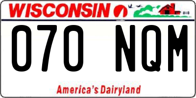 WI license plate 070NQM