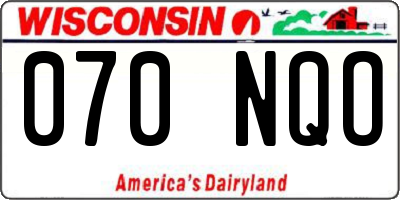 WI license plate 070NQO