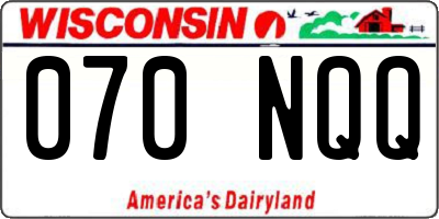 WI license plate 070NQQ
