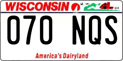 WI license plate 070NQS