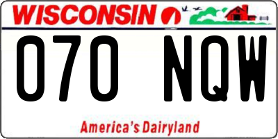 WI license plate 070NQW