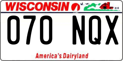 WI license plate 070NQX