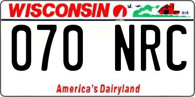 WI license plate 070NRC