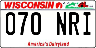 WI license plate 070NRI