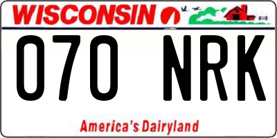 WI license plate 070NRK