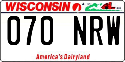 WI license plate 070NRW