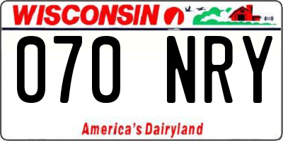 WI license plate 070NRY