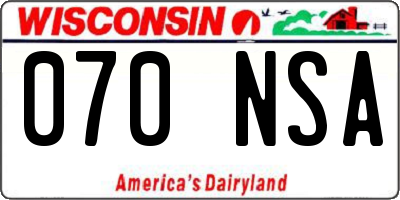 WI license plate 070NSA