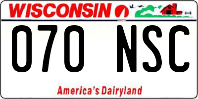 WI license plate 070NSC