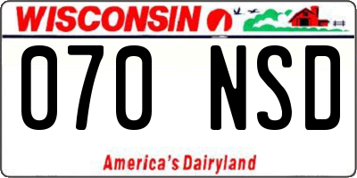 WI license plate 070NSD