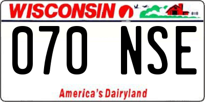 WI license plate 070NSE