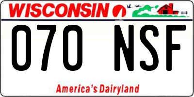 WI license plate 070NSF