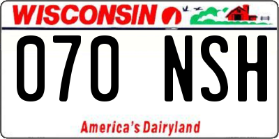 WI license plate 070NSH