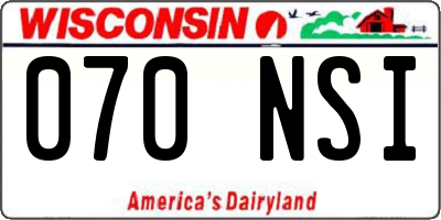 WI license plate 070NSI