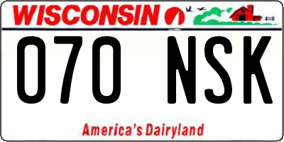 WI license plate 070NSK