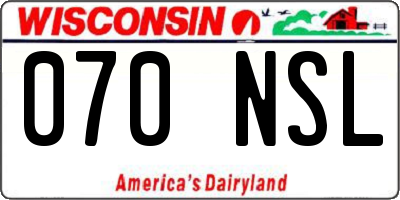 WI license plate 070NSL