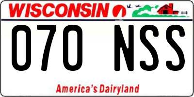 WI license plate 070NSS