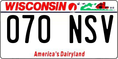 WI license plate 070NSV
