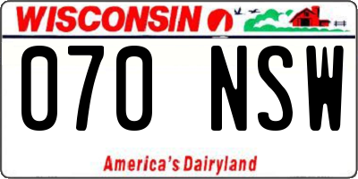 WI license plate 070NSW