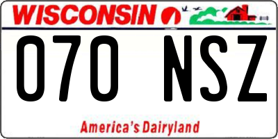 WI license plate 070NSZ