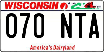 WI license plate 070NTA