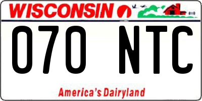WI license plate 070NTC