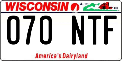 WI license plate 070NTF