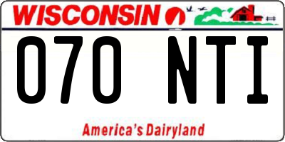WI license plate 070NTI