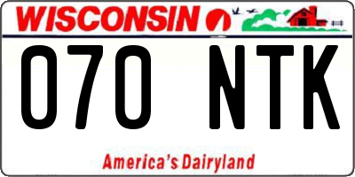 WI license plate 070NTK