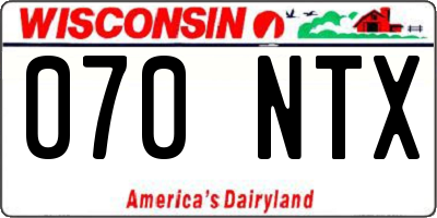 WI license plate 070NTX