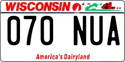 WI license plate 070NUA