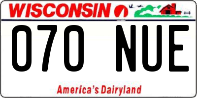 WI license plate 070NUE