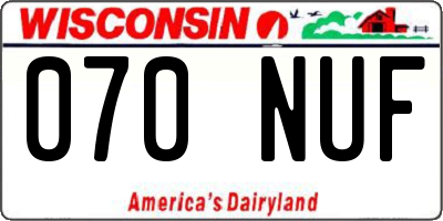 WI license plate 070NUF