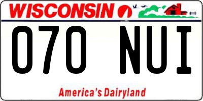 WI license plate 070NUI