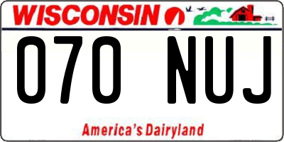 WI license plate 070NUJ
