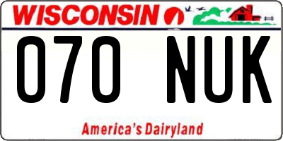 WI license plate 070NUK