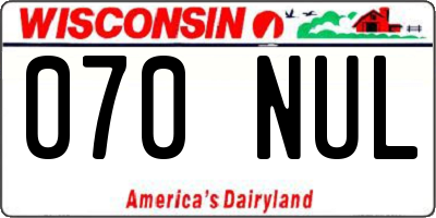 WI license plate 070NUL
