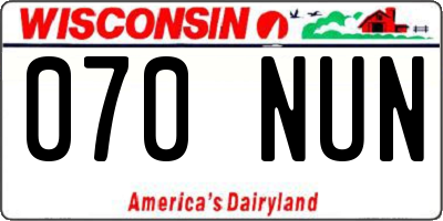 WI license plate 070NUN
