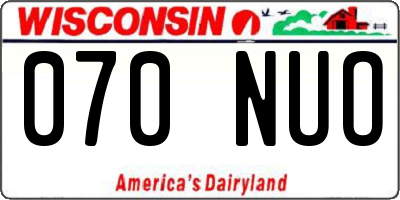 WI license plate 070NUO