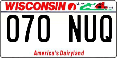 WI license plate 070NUQ