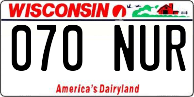 WI license plate 070NUR