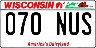 WI license plate 070NUS