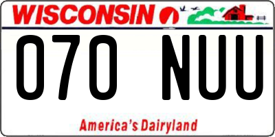 WI license plate 070NUU