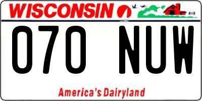 WI license plate 070NUW