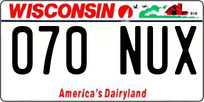WI license plate 070NUX