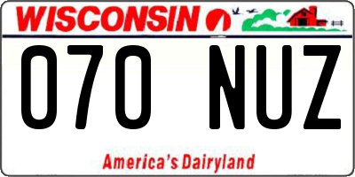 WI license plate 070NUZ