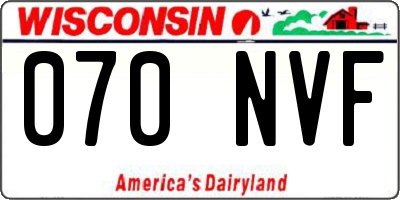 WI license plate 070NVF