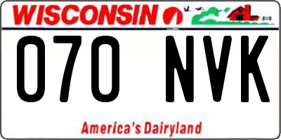WI license plate 070NVK